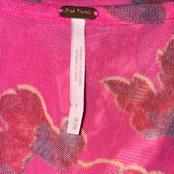 Free People| Pink Floral Sheer Button-Up Top - Picture 4 of 8